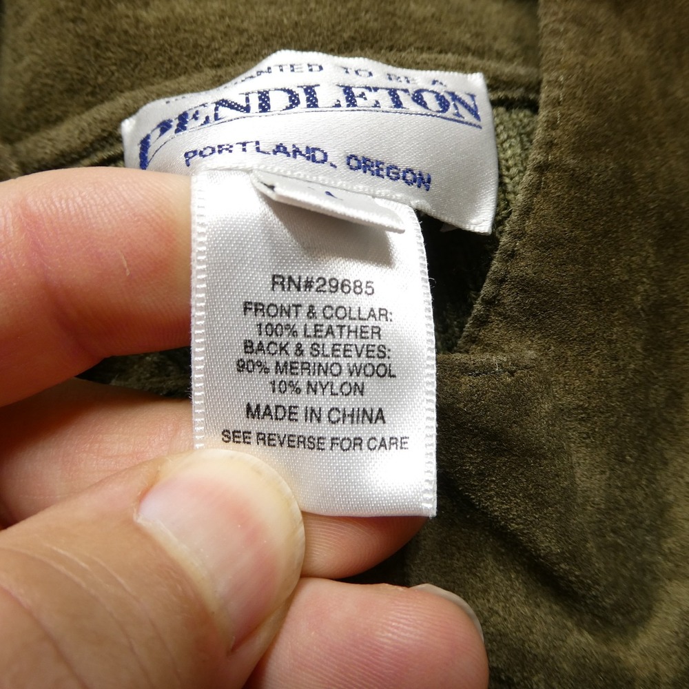 Pendleton Jacket Womens Medium Olive Green Leathe… - image 3